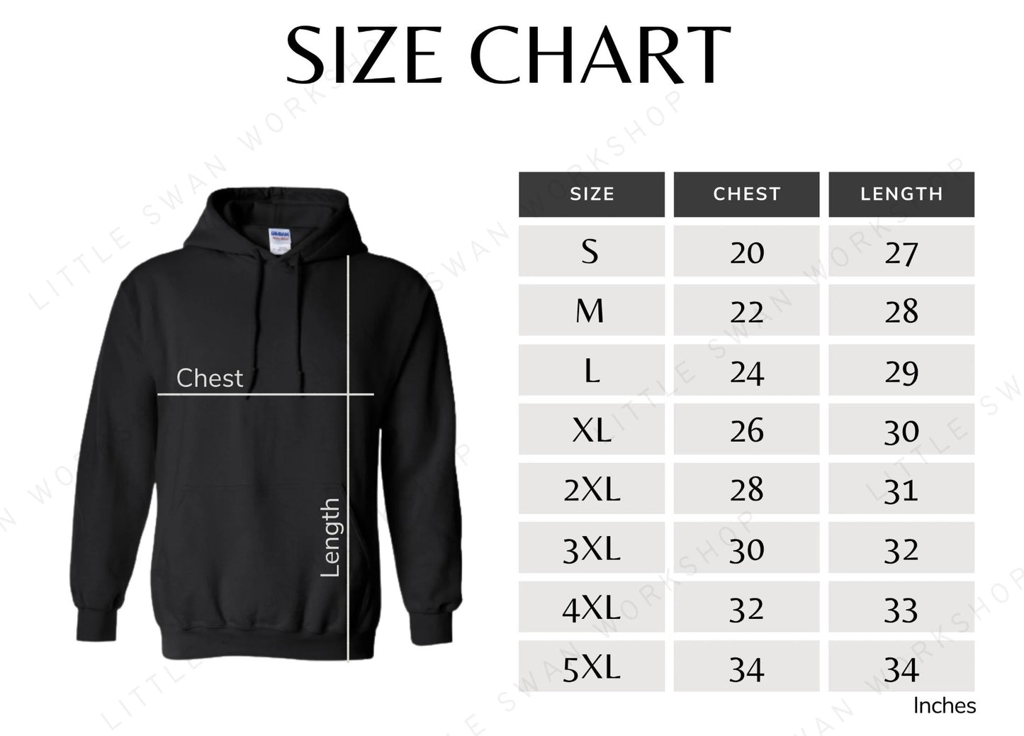 tinkle tee hoodie size chart