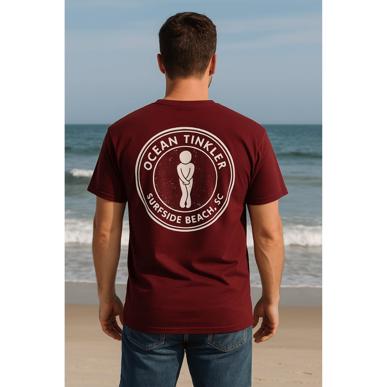 Ocean Tinkler Surfside Beach T-Shirt – Maroon