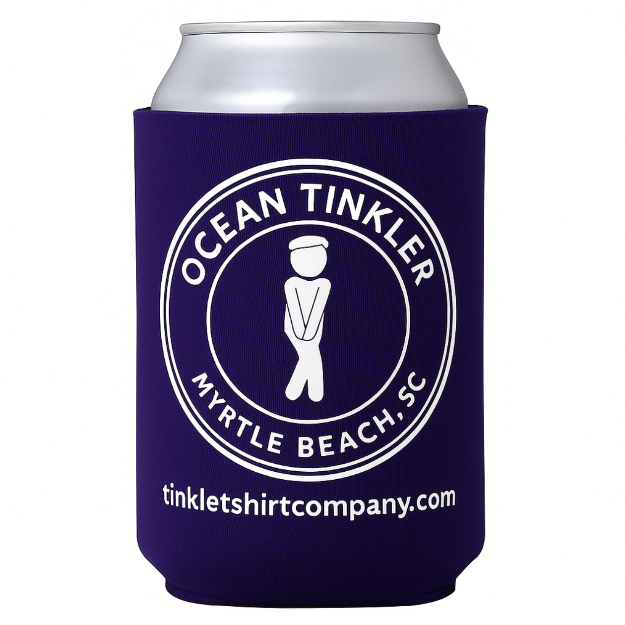 Purple Ocean Tinkler koozie with white logo – Myrtle Beach, SC
