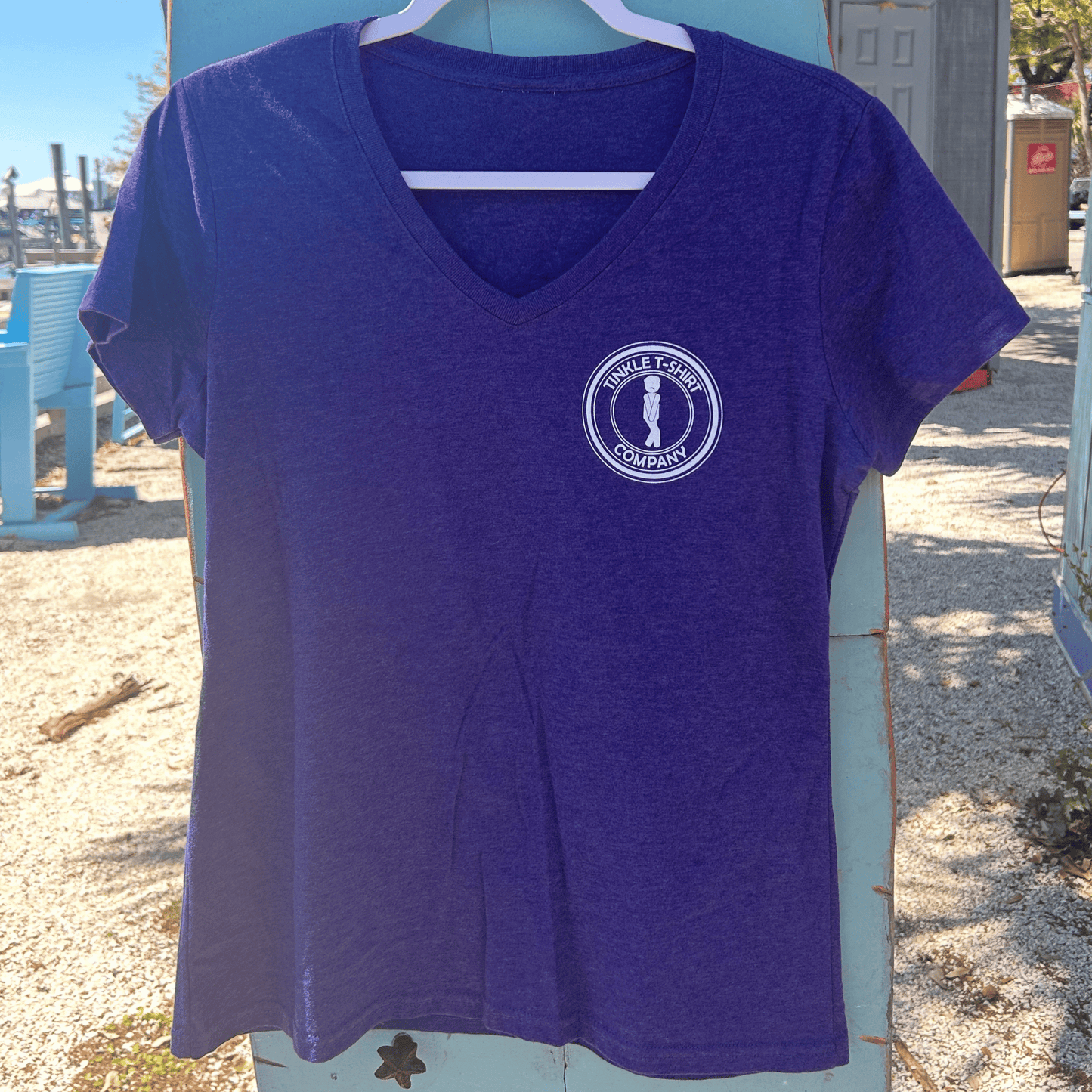 "I Tinkled In The Inlet" Ladies Purple V-Neck | Murrells Inlet