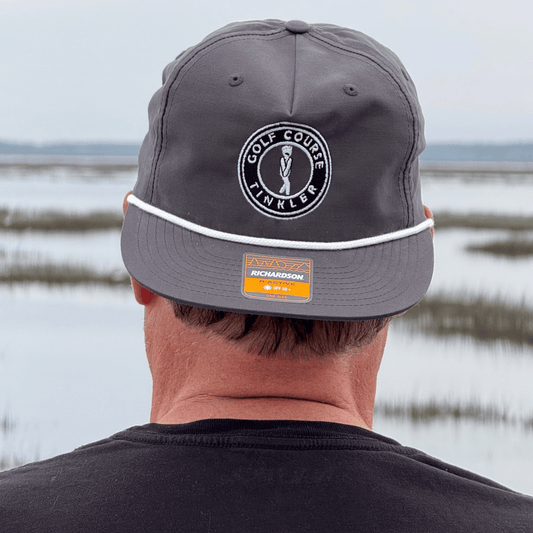 "Golf Course Tinkler" Umpqua Hat; Charcoal Gray with White Rope