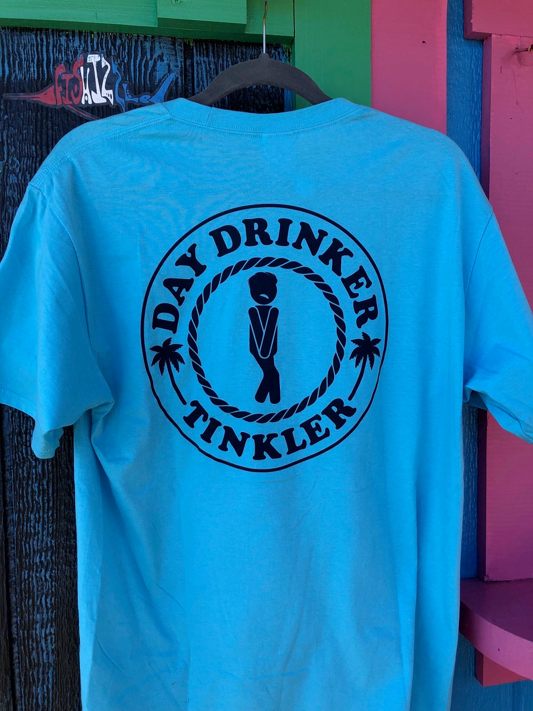 day drinker tinkler t shirt hanging up