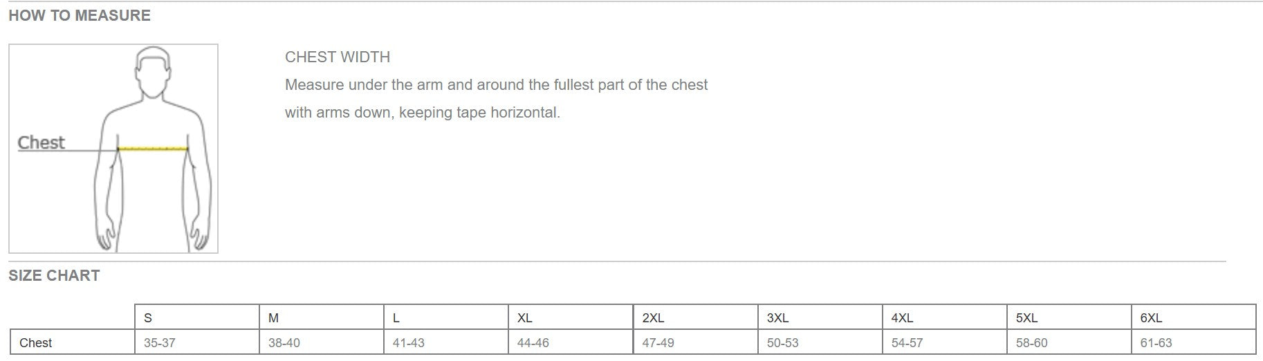 size chart